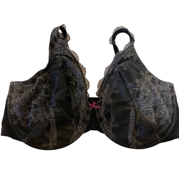 CACIQUE Full Figure Lightly Lined Full Coverage Black Lace Bra - Picture 5 of 8